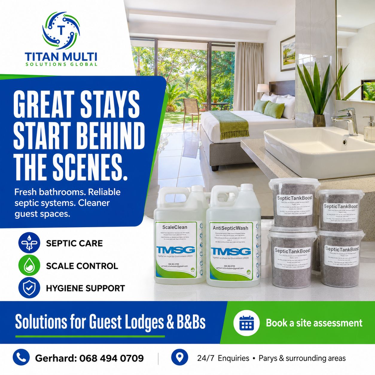 Guest lodge kept fresh with Titan Multi Solutions Global products